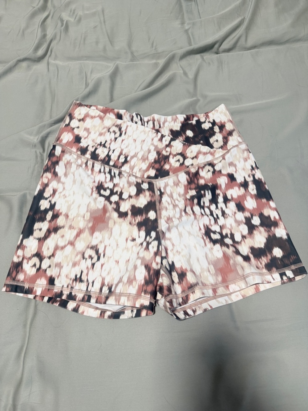 aerie High-Rise Bike Shorts in Pink, Black and White Splatter